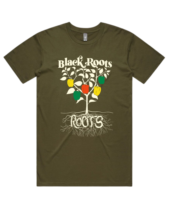 Black Roots t-shirt khaki